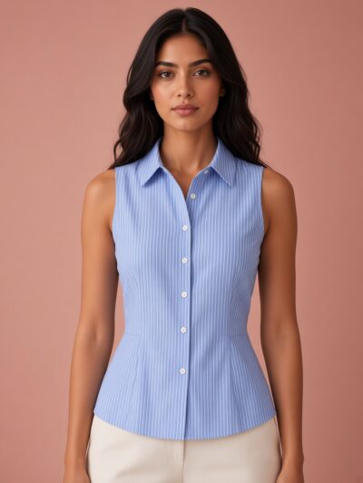 Blusa Celeste Sin Mangas
