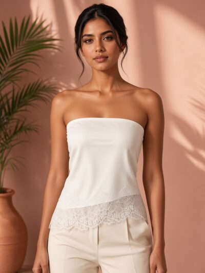 Top Blanco Básico de Encaje