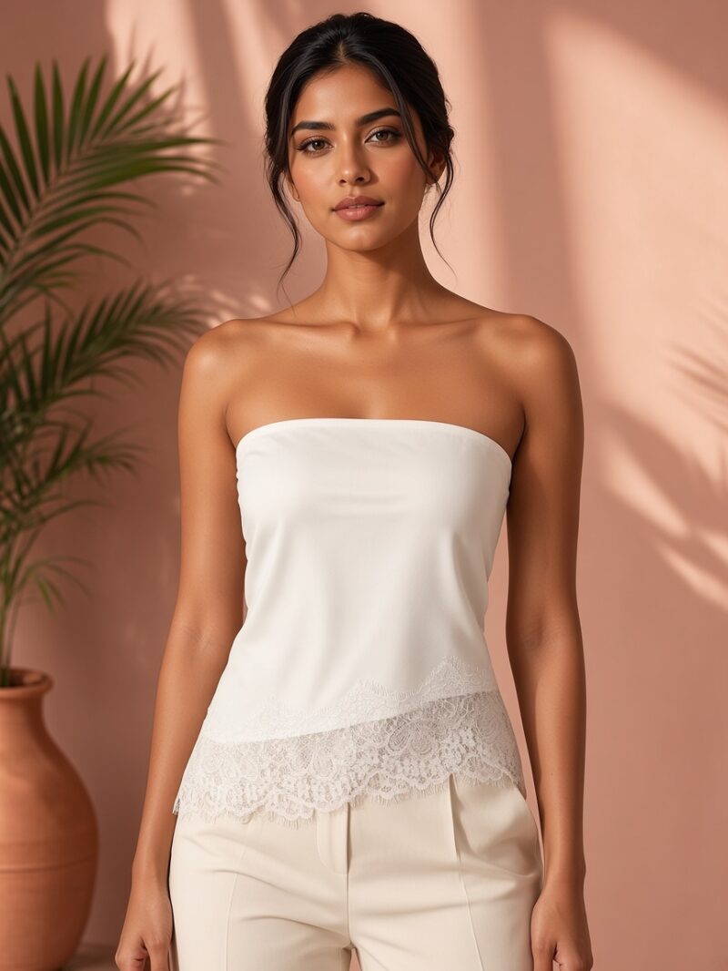 Top Blanco Básico de Encaje
