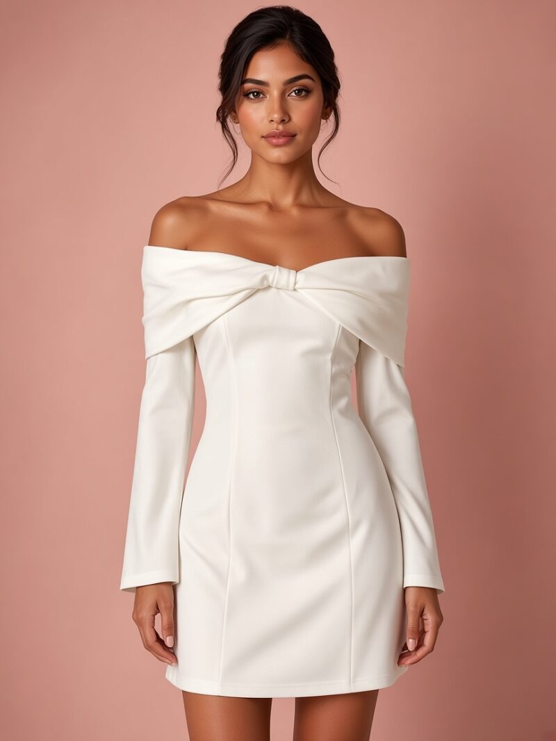 Vestido Blanco Manga Larga